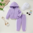 thumbnail image 4 of Tiny Cutey Toddler Girl Boy Hoodie Clothes Set Fall Long Sleeve Solid Baby Sweatsuit Outfits with Cap for 2-3T, 4 of 8