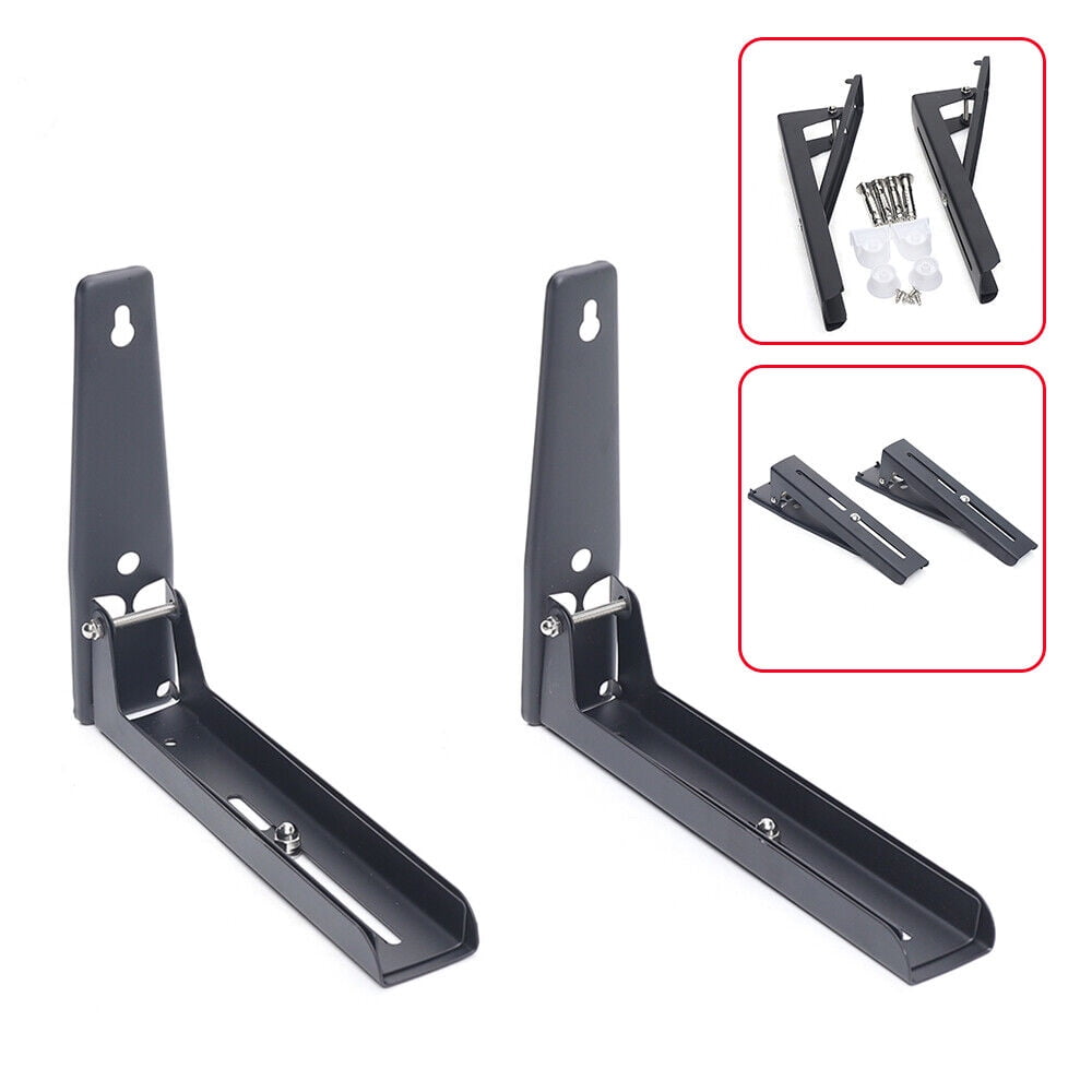 Black Wall Mounted Microwave Bracket, Foldable Stainless Steel Shelf, 1 Pair of Microwave Brackets 201 Stainless Steel