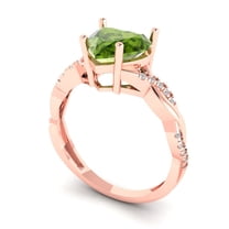 2.1ct heart cut green natural peridot 18k rose gold Bridal Wedding Engagement Promise Anniversary Ring for Women size 8.25