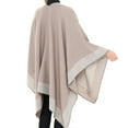 thumbnail image 5 of ASTARIN Winter Women's Cotton Shawl Wrap Poncho Ruana Cape, Cardigan Sweater Open-Front for Spring Fall Winter,Khaki&Beige, 5 of 7