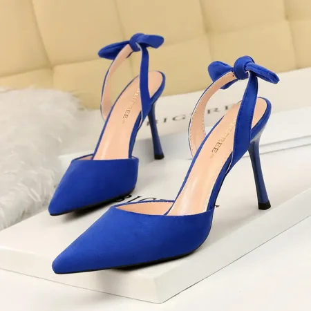 

Women‘s Pointed Toe Ankle Strap Stiletto Sandals Solid Color Boe Tie High Heels Women‘s Fashion Pumps