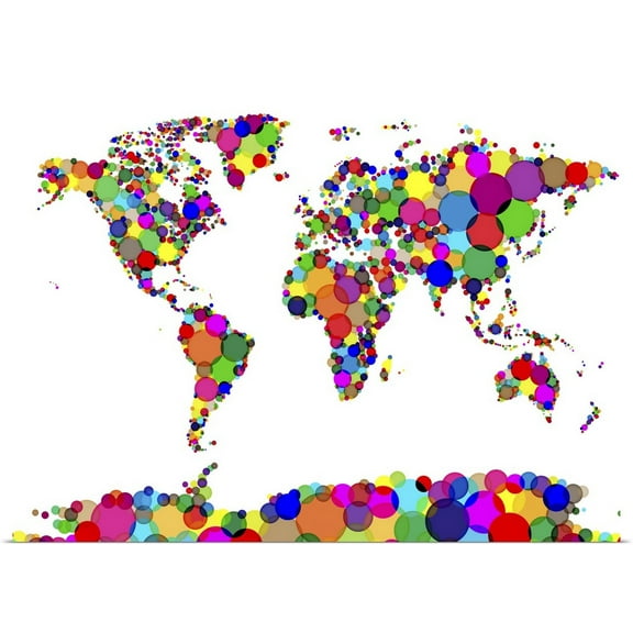 Great BIG Canvas | Rolled Michael Tompsett Poster Print entitled World Map Circles
