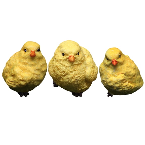 icolorfuled 3pcs Miniature Chicken Statues Resin Chick Figurine Cute Animal Mini Garden Decorations