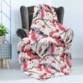 thumbnail image 4 of Nature Soft Flannel Fleece Throw Blanket, Bullfinches Birds on Branches Blueberries Dramatic Spring Watercolor Design, Cozy Plush for Indoor and Outdoor Use, 50" x 60", Grey Grey Red, by Ambesonne, 4 of 5