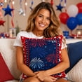 thumbnail image 4 of 4th of July Patriotic Throw Pillow Cover, 18x18 Inch Red White Blue Stars & Fireworks Design, Square Cushion Case for Sofa, Couch and Bed, 4 of 7