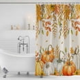 thumbnail image 3 of Orange Fall Shower Curtain, Waterproof Shower Curtains for Bathroom, Thanksgiving Pumpkins Weeping Maple Leaf Washable Fabric Bathtub Curtain Set Bath Decor with 12 Hooks 72"x78", 3 of 8