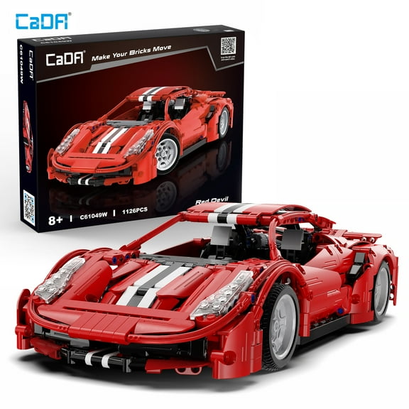 CaDA® SPEED series Red Devils Supercar Model Building Block Toy C61049W Building Kit and Engineering Toy for Kids (1126 Pieces) Expandable Power System Module and Remote Control Kit