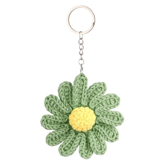 Hand Crochet Flower Keychain Pendant, Knitted Sunflower Daisy Bag Charm, Woven Floral Accessory Ornament for Backpack Handbag Cell Phone Decoration