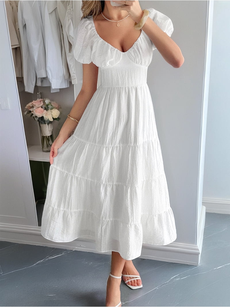 womens white tennis dress Berlook Collar Backless Tennis Dress for Women, White / M