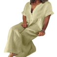 thumbnail image 1 of CHUANK Robe Maxi Ample à Manches Longues en Coton et Lin pour Femmes, Grande Taille, Unie, Boutonnée, 1 of 7