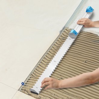 400mm Square Notch Tile Trowel - 2/5x2/5 Inch Notch For Large Tiles, Mortar & Adhesive Spreader