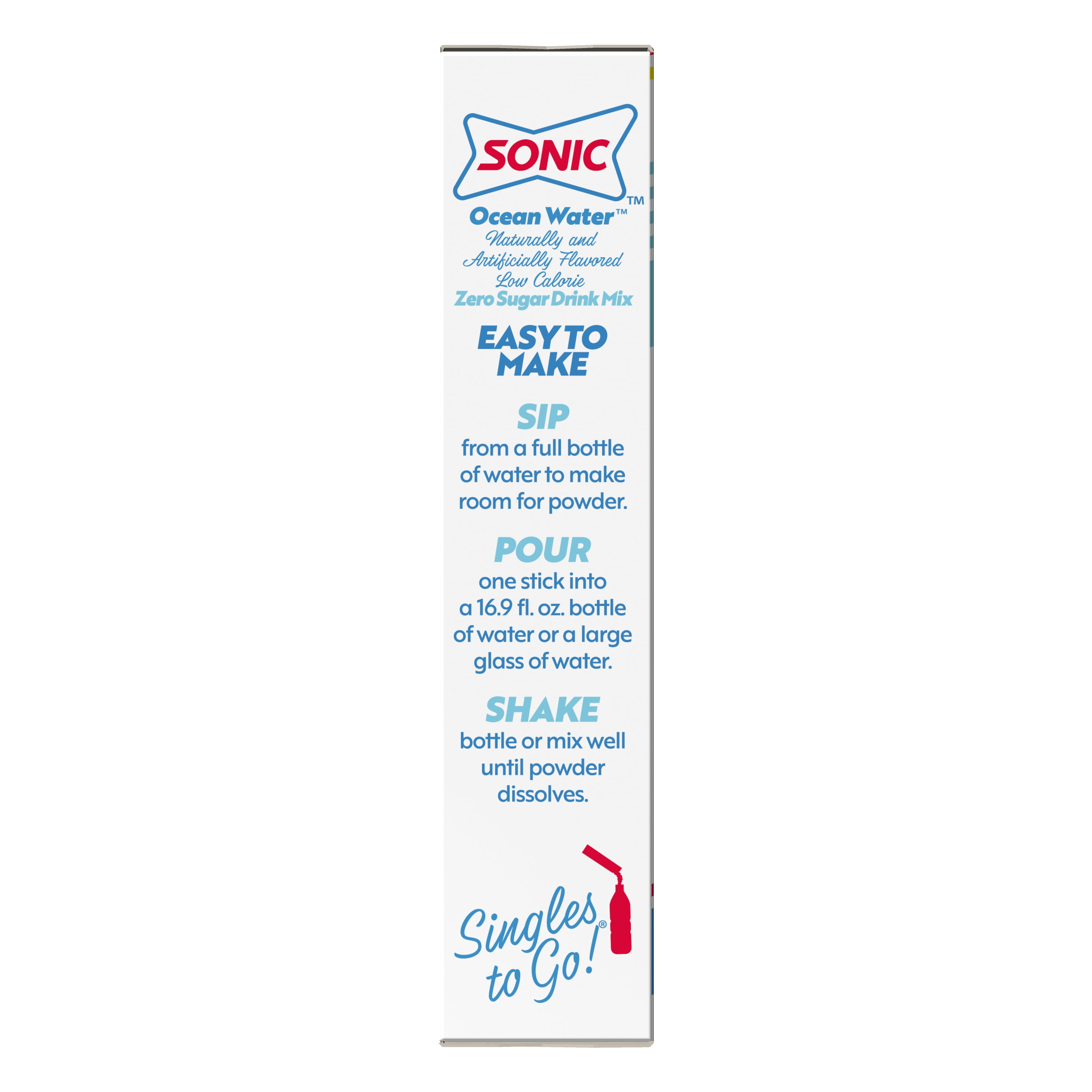 Sonic Zero Sugar Singles to Go Powdered Drink Mix, Ocean Water, 6 Count Packets