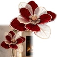 thumbnail image 2 of Torqee Artificial Poinsettia Flowers,Christmas Fake Floral Stems with Velvet Petals,Red Berry Winter Holiday Wedding Home Decor,Burgundy,8.7x8.7in, 2 of 4