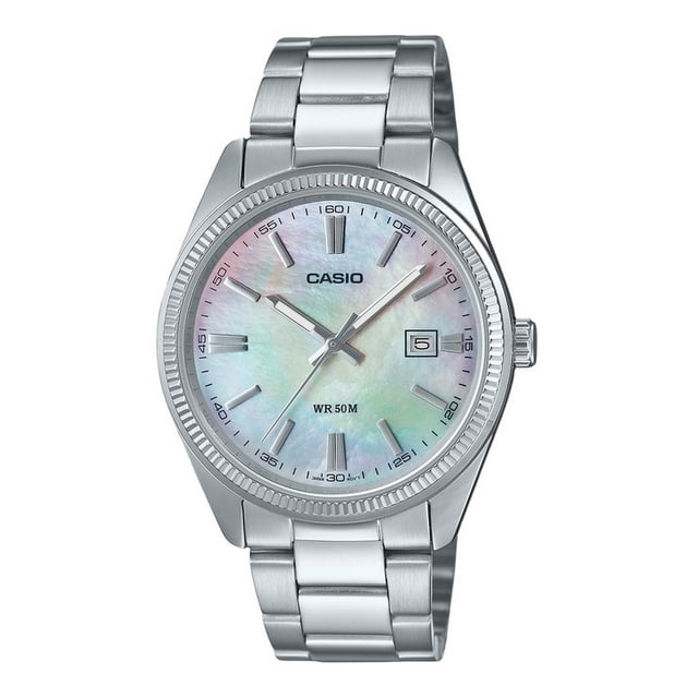 Casio Reloj Estándar Analógico de Acero Inoxidable con Baño de Iones y Cuarzo con Nácar MTP-1302DS-7AV para Hombre