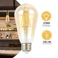 thumbnail image 3 of Vintage Non-Dimmable ST58-4W LED Edison Bulbs with E26 Base, 80+ CRI, Warm White 2700K, 350 Lumens, Tinted Amber (Pack of 4), 3 of 6