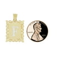 thumbnail image 5 of 14k Yellow Gold White Rhodium, Initial Letter F Pendant Charm Filigree 16mm Wide with 16" Dainty Neck Chain, 5 of 7