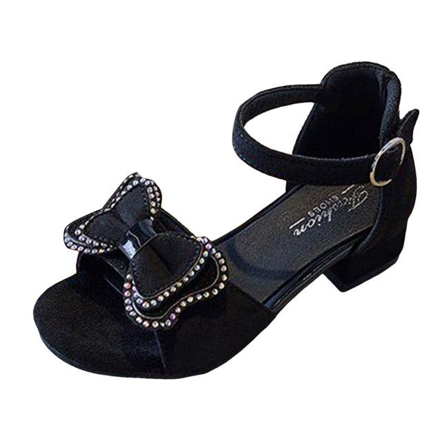 IUJSOY Sandales Filles Talons Noirs Escarpins Chaussure Petits Enfants 13