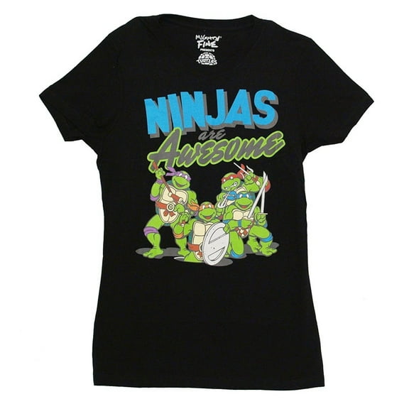 Teenage Mutant Ninja Turtles Ninjas Are Awesome Juniors Black T-Shirt