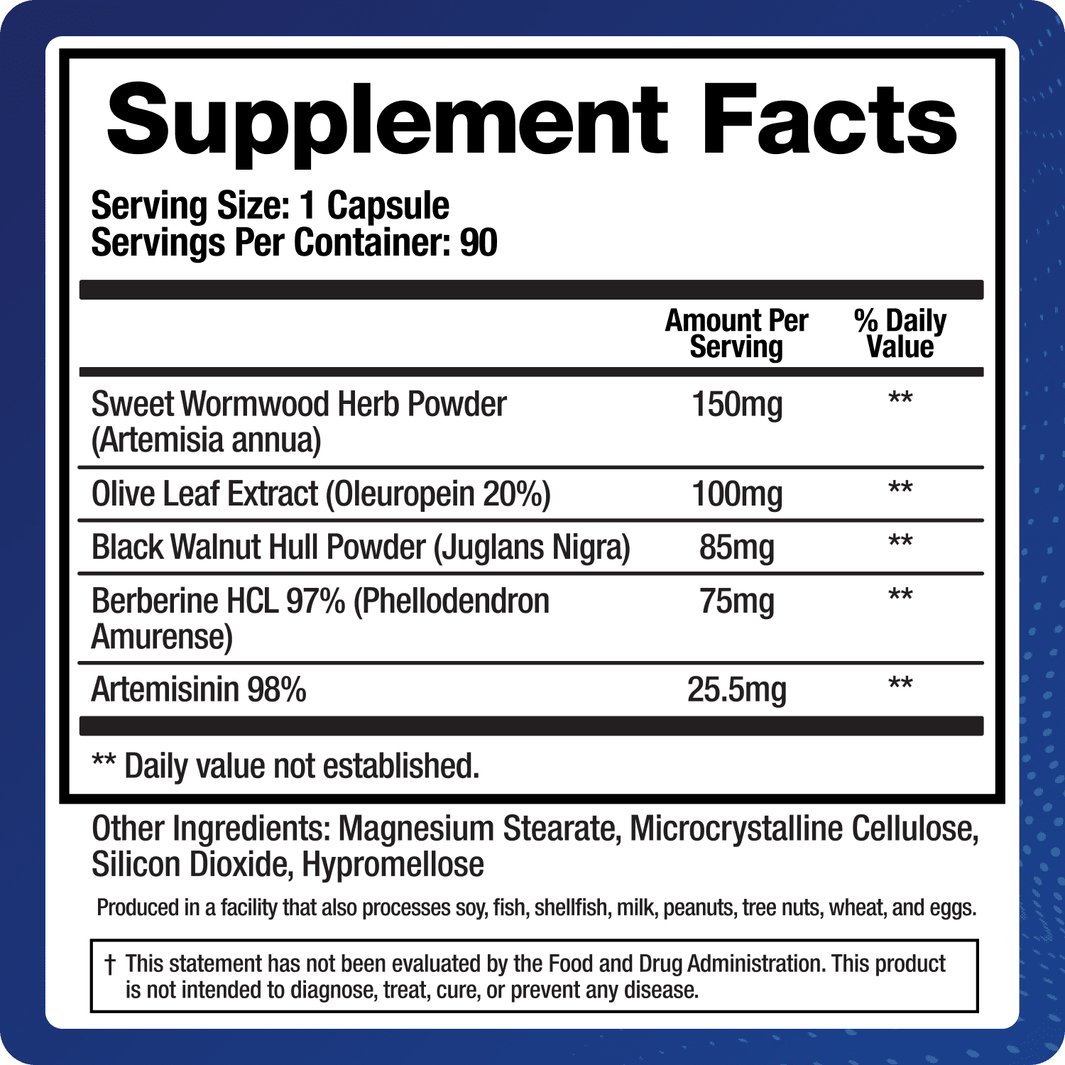 Biomatrix Para-x Gut Health Wormwood, Black Walnut, Artemisinin, Berberine Sulfate (90 Capsules)