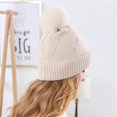 thumbnail image 3 of CoCopeanut Topi Wanita Baru Topi Beanie Musim Dingin Topi Rajut Inti Benang Putar Topi Anak Perempuan Topi Wanita Musim Gugur dengan Bulu Topi Pom Pom Winte untuk Wanita, 3 of 6
