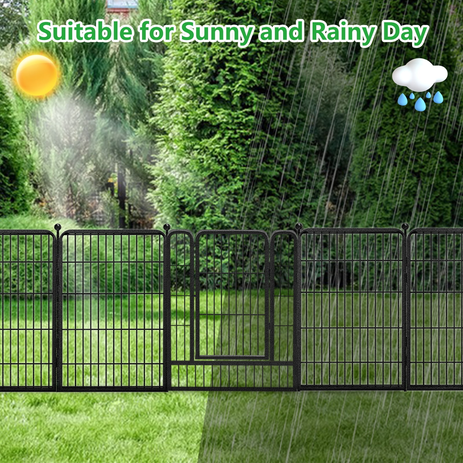 Txh001 Metal Garden Fence 23ft(L)×32in(H) Animal Barrier Decorative Garden Fencing with Gate for Backyard Patio