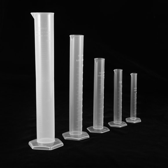 Raindrops 5Pcs Sexangle Shaped Base Graduated Cylinder Transparent for Laboratory Testing