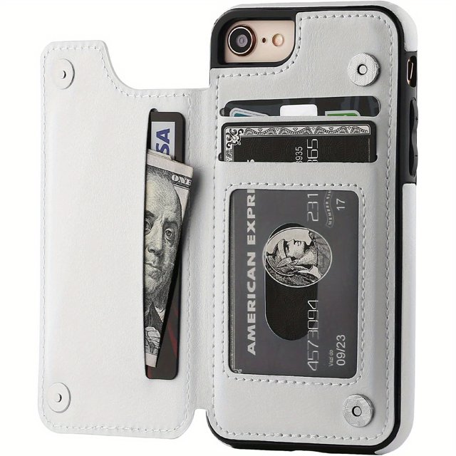 For IPhone 14 13 12 11 Pro Max XR XS Max SE 2022/2020 7 8 Plus Wallet Case With Card Holder, PU Leather Kickstand Card Slots Case, Double Magnetic Clasp And Durable Shockproof Cover