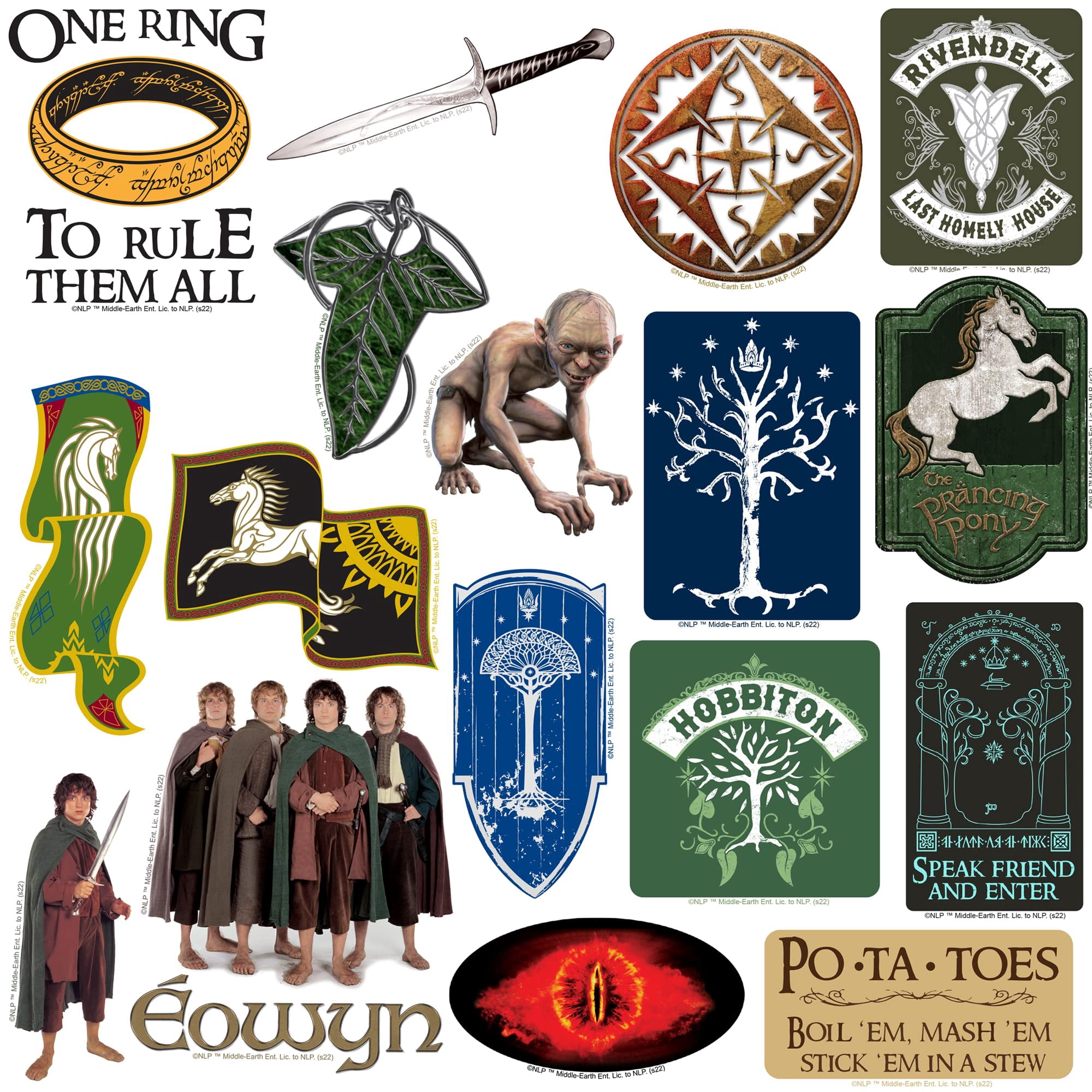 The Lord of The Rings 200ct Vinyl Large Deluxe Stickers Variety Pack  Officially Licensed Middle-Earth Designs  Gandalf, Frodo, One Ring & Icons  Laptop, Water Bottle, Scrapbooking, Indoor/Outdoor