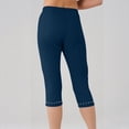 thumbnail image 7 of JULMCOMO Capri Pants for Women High Waisted Stretch Rhinestone Trim Capri Leggings Comfy Workout Yoga Pants Dark Blue L, 7 of 7
