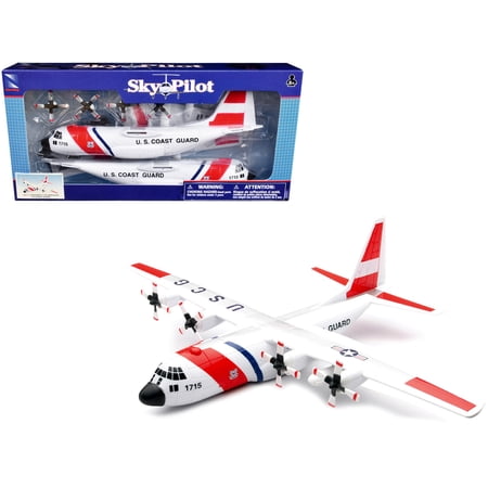 Model Kit Lockheed C-130 Hercules Transport Aircraft White & Red "US Coast Guard" Snap Together Plastic Model Kit by New Ray