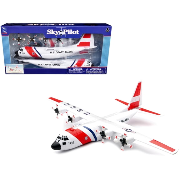 Model Kit Lockheed C-130 Hercules Transport Aircraft White & Red "US Coast Guard" Snap Together Plastic Model Kit by New Ray