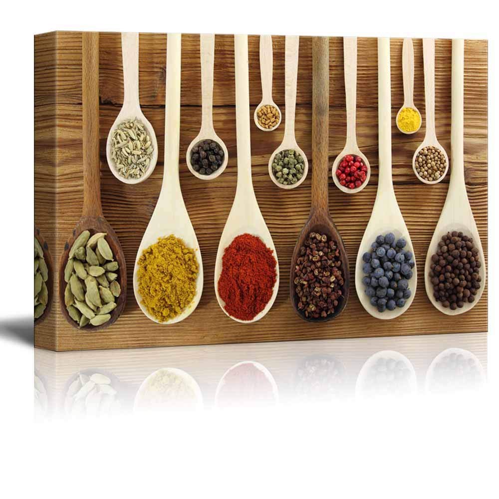 wall26 Colorful Spices in Wooden Spoons Canvas Art Wall Decor 32