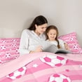 thumbnail image 4 of Erosebridal Kids Teens Soccer Print Twin Comforter Sets 3-Piece,Sport Theme Stars Stripes Bedding Set for Girls Boys,Pink Reversible,Microfiber Bedroom Decor, 4 of 6