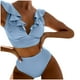 thumbnail image 1 of MKLEKYY Trajes De Baño Hombre Natacion New Multicolor Ruffled V Neck Split Swimsuit High Waist Split Bikini Women'S, 1 of 4