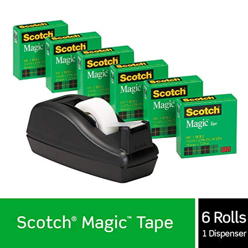 Boxed Scotch Magic Tape 3/4 x 1000 Inches 1 Pack 810C40BK Engineered for Repairing Numerous Applications Invisible 6 Rolls with Dispenser 