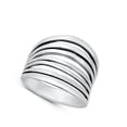 thumbnail image 4 of Open Cutout Stacking Statement Ring .925 Sterling Silver Band Jewelry Female Male Unisex Size 6, 4 of 4