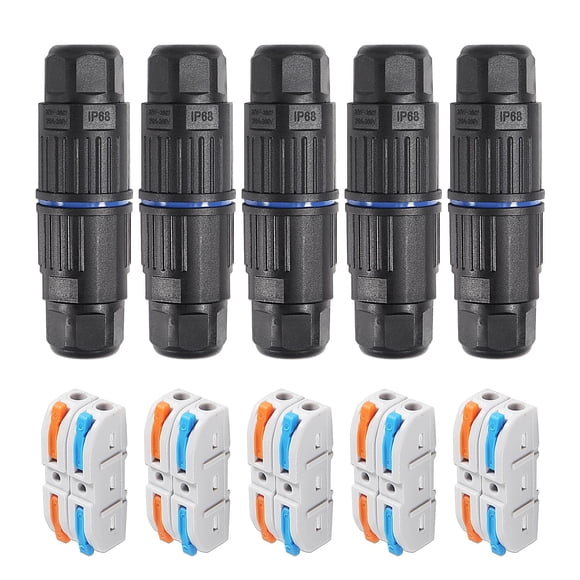 Melife 5 piezas Ip68 caja de conexiones impermeable al aire libre conector de cable eléctrico de 2 vías conectores de cable de palanca reemplazables para Awg 28-12 instalación rápida sin tornillos
