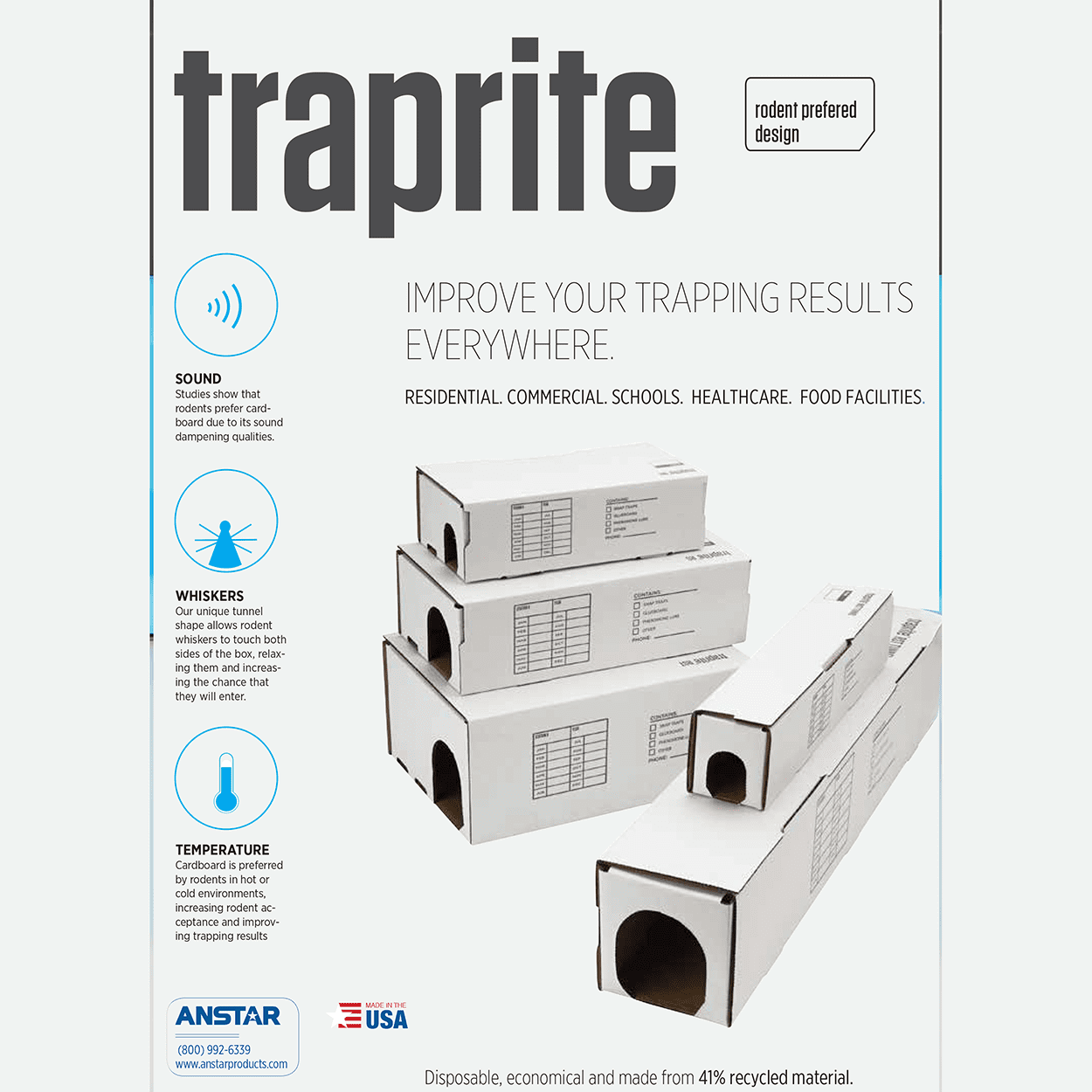 TrapRite Rat Snap-Trap Tunnel - 25 Cardboard Tunnels by Anstar Products