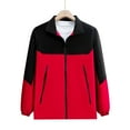 thumbnail image 2 of XPMWRP Women's Color Blocked Windproof Jacket Long Sleeved Zipper Casual Lapel Coats Warm Winter Trendy Clothes with Pockets Red L, 2 of 6
