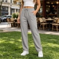 thumbnail image 5 of Lumosvexa Women's Drawstring Pants, Elastic Waist Side Pockets Straight Leg Fall Active Casual Pants Gray 3XL, 5 of 7