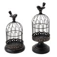 thumbnail image 1 of Portavelas de hierro para velas votivas, portavelas para velas de té con forma de jaula minimalista para pájaros 2 piezas negro, 1 of 8