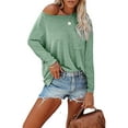 thumbnail image 2 of TEMOFON Fall Tops for Womens Long Sleeve T Shirts Casual Comfy Tops Trendy T-Shirts with Pocket Side Slits Crew Neck Women Pullover Sweatshirts, 2 of 4
