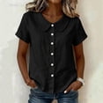 thumbnail image 2 of FAHUOMU Women's Blouse Tops Short Sleeve Crew Neck Cotton Linen Spring Summer Shirts Solid Color Casual Lightweight Breathable Fashion Tunics, 2 of 8