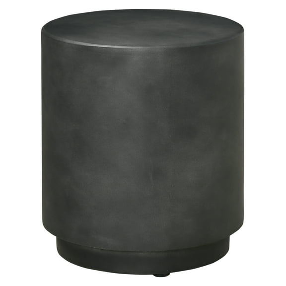 Round Side Table, Lightweight Accent Table with Concrete Finish, End Table with 4 Adjustable Feet for Indoor, Outdoor, Dark Gray