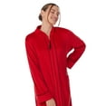 thumbnail image 3 of Aria Women’s Knit Stretch Velour Long Sleeve Zip Front Sleepwear Robe with Pockets, Sizes S-5X, 3 of 6