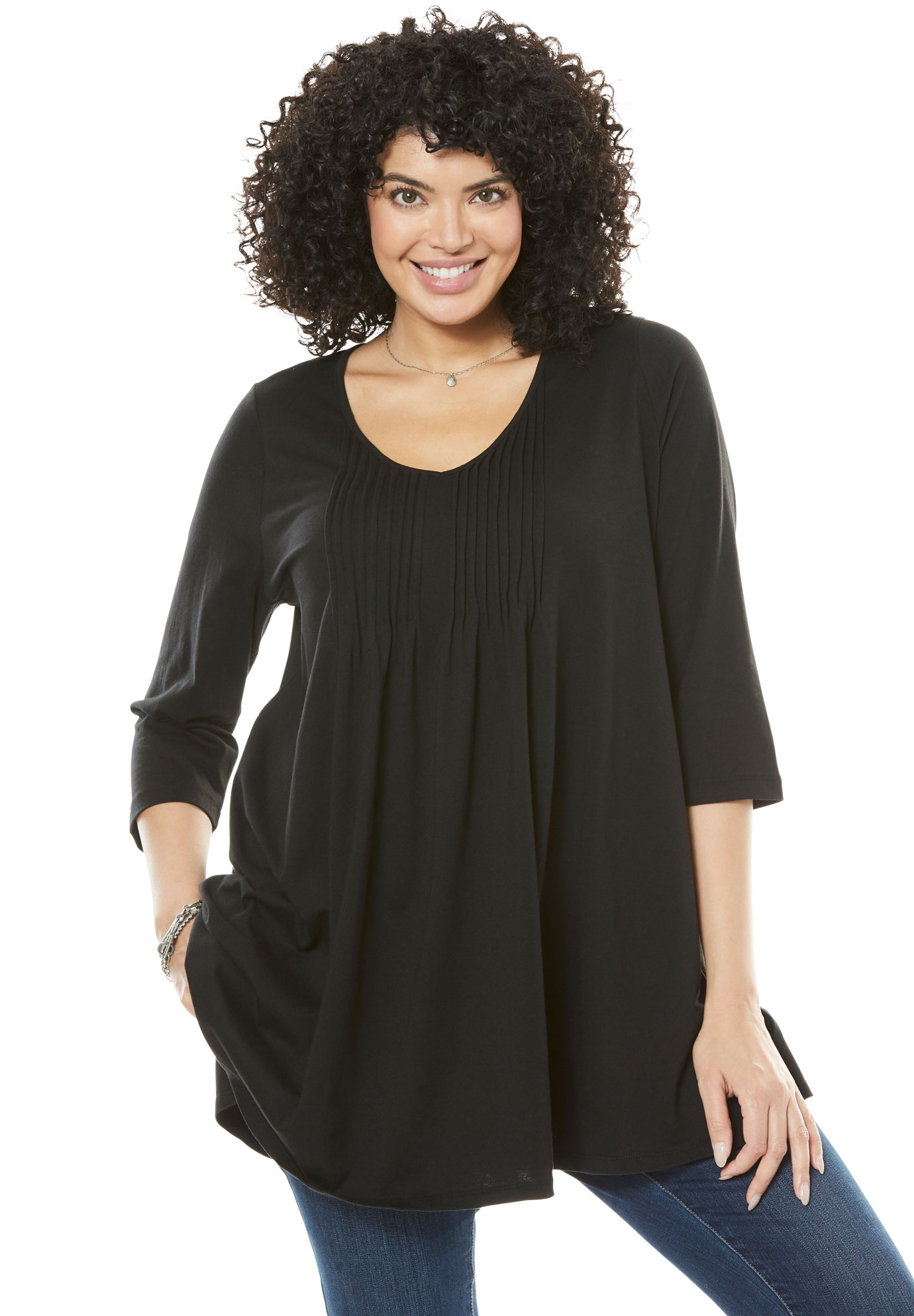 Woman Within Woman Within Women's Plus Size VNeck Pintucked Tunic