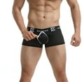 thumbnail image 4 of Nebesheii Men's Sexy Boxer Briefs Open Front Underwear,Mesh Breathable Fun Underpants(Black,L, 4 of 5