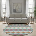 thumbnail image 2 of HomeRoots 679039 8 ft. Blush Green & Teal Geometric Washable Round Area Rug with UV Protection, 2 of 9