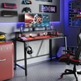 thumbnail image 6 of Bestier Gaming Desk 63" Ergonomic Computer Table with LED Lights Monitor Stand Cup Holder, Black, 6 of 7