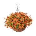thumbnail image 3 of Cesta colgante de flores artificiales, adorno para maceta colgante con revestimiento de coco Naranja, 3 of 9